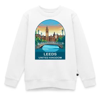 Leeds Skyline UK Yorkshire Reiseillustration - Kinder Premium Organic Sweatshirt - Weiß - Vorne - AI Model Kid Male (0cm)