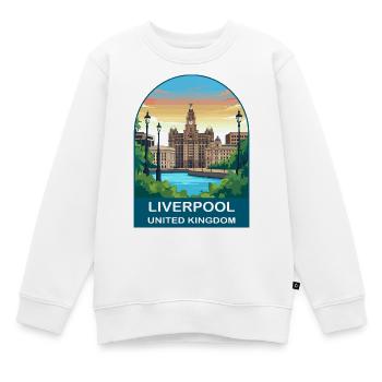 Illustration du front de mer de Liverpool Skyline au Royaume-Uni - Sweat Premium enfant bio - blanc - Devant - AI Model Kid Male (0cm)