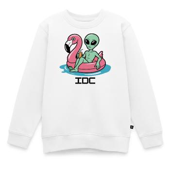 Extraterrestre dans le char rose des flamants roses - Sweat Premium enfant bio - blanc - Devant - AI Model Kid Male (0cm)