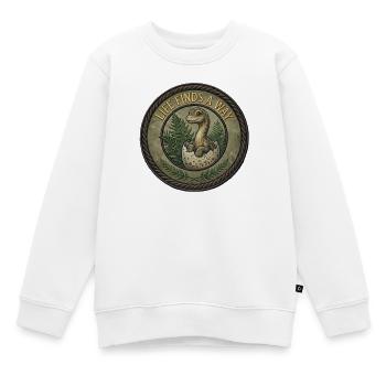 Dinosaure émergeant parmi les fougères - Sweat Premium enfant bio - blanc - Devant - AI Model Kid Male (0cm)