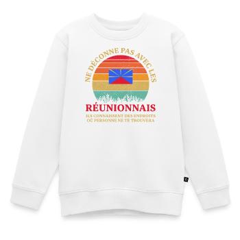 Ne Deconne Pas Avec Les Reunionnais Ils Connais... - Sweat Premium enfant bio - blanc - Devant - AI Model Kid Male (0cm)