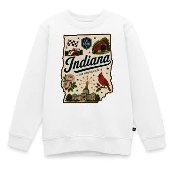 Indiana Hoosier State Vintage Travel Sticker - Kids Premium Organic Sweatshirt - white - Front - AI Model Kid Male (0cm)
