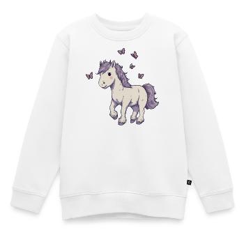 Cute Pony with Butterflies - Kids Premium Organic Sweatshirt - white - Front - AI Model Kid Male (0cm)