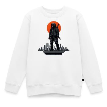 Ninja in the shadows in front of a red skyline - Kids Premium Organic Sweatshirt - white - Front - AI Model Kid Male (0cm)