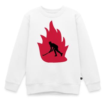 Unihockey Feuer - Kinder Premium Organic Sweatshirt - Weiß - Vorne - AI Model Kid Male (0cm)