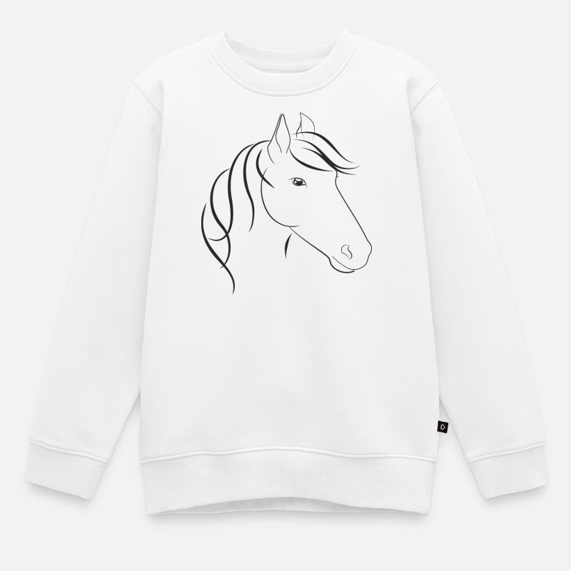 Tête de cheval avec cheval Maehne - Sweat Premium enfant bio - blanc