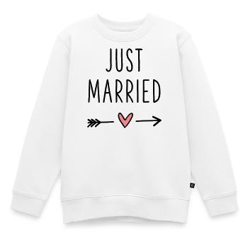 Coeur juste marié flèche amour lune de miel - Sweat Premium enfant bio - blanc - Devant - AI Model Kid Male (0cm)