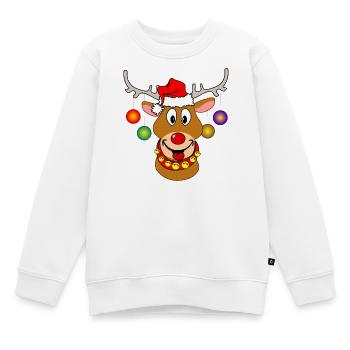 Frohe Weihnachten Rudolf Rentier-Weihnachtskugeln - Kinder Premium Organic Sweatshirt - Weiß - Vorne - AI Model Kid Male (0cm)