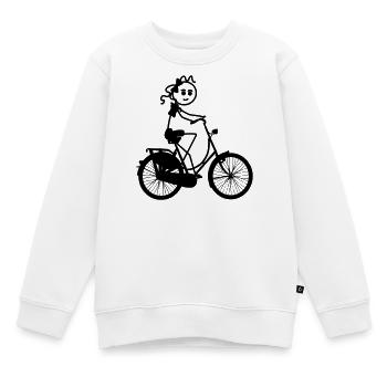 Traditionelles Fahrrad mit Strichmännchen Oma - Kinder Premium Organic Sweatshirt - Weiß - Vorne - AI Model Kid Male (0cm)