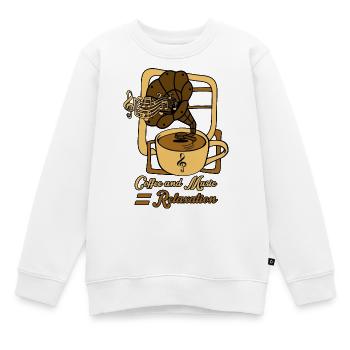 Kaffee und Musik ist Entspannung - Kinder Premium Organic Sweatshirt - Weiß - Vorne - AI Model Kid Male (0cm)
