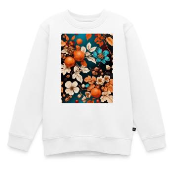 Herbst Blumen mit Mandarinen und Nüsse - Kinder Premium Organic Sweatshirt - Weiß - Vorne - AI Model Kid Male (0cm)