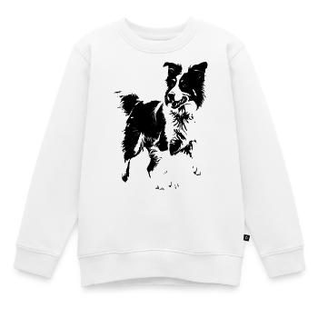 chien de race border collie - Sweat Premium enfant bio - blanc - Devant - AI Model Kid Male (0cm)
