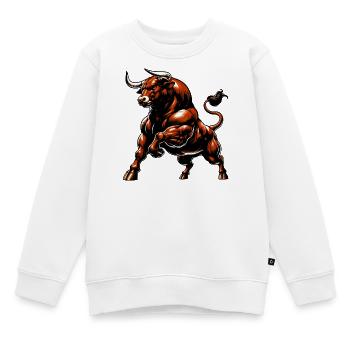 Stier - Kinder Premium Organic Sweatshirt - Weiß - Vorne - AI Model Kid Male (0cm)