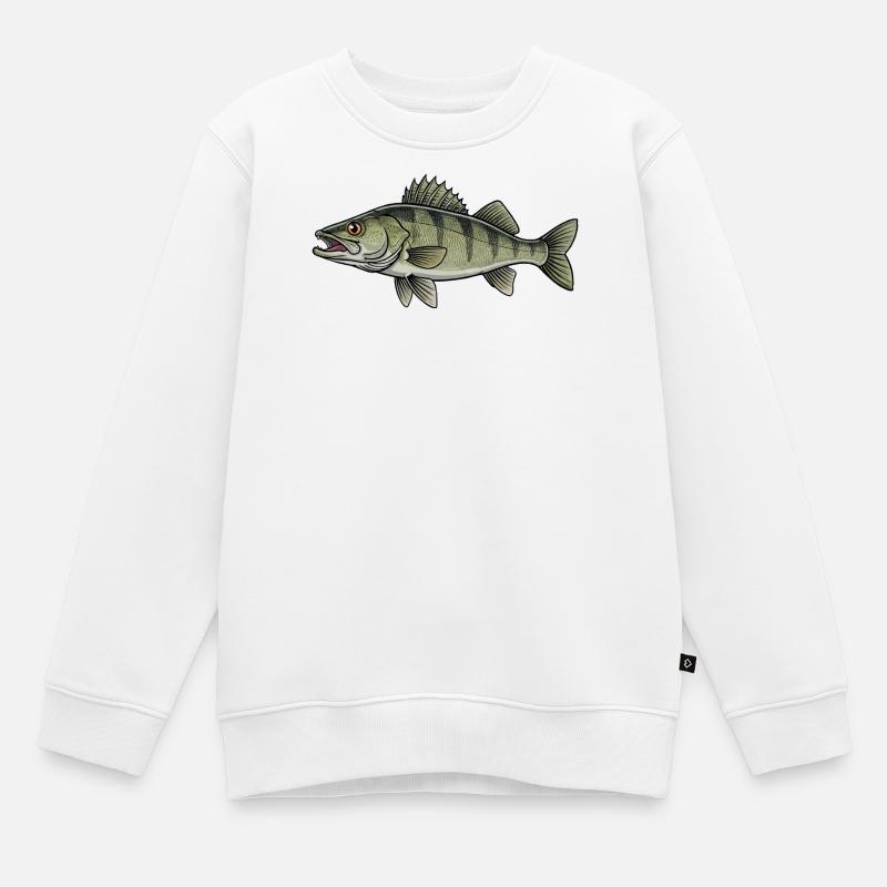 Zander Raubfisch Angeln - Kinder Premium Organic Sweatshirt - Weiß