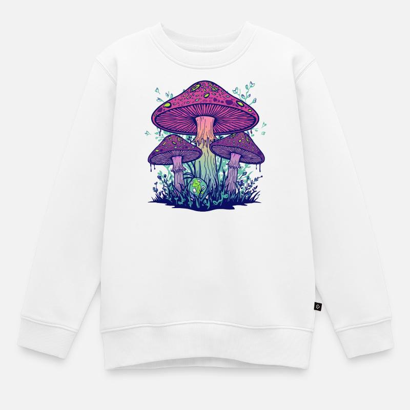 Champignons Psychedéliques Violet - Sweat Premium enfant bio - blanc