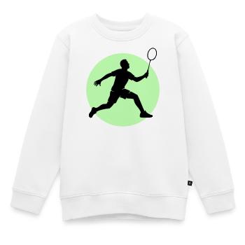 Badminton Spieler Vorhand - Kinder Premium Organic Sweatshirt - Weiß - Vorne - AI Model Kid Male (0cm)