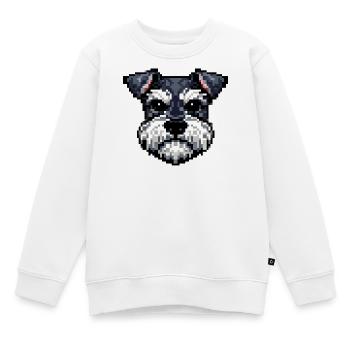 Pixelhunde Schnauzerporträt im Retro-Stil - Kinder Premium Organic Sweatshirt - Weiß - Vorne - AI Model Kid Male (0cm)