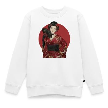 Geisha im roten Kimono mit Fächer - Kinder Premium Organic Sweatshirt - Weiß - Vorne - AI Model Kid Male (0cm)