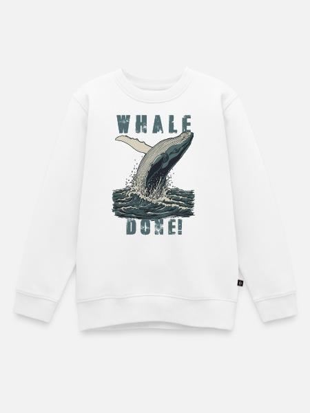 Vintage Whale Done Whale Humor - Kinder Premium Organic Sweatshirt - Weiß