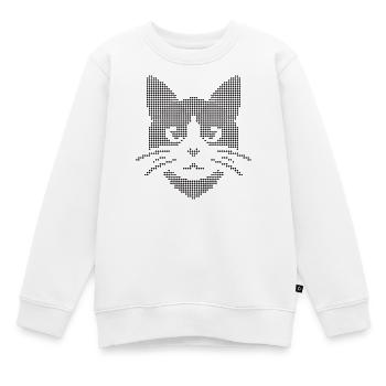 Gepunktete Katzengesicht-Silhouette - Kinder Premium Organic Sweatshirt - Weiß - Vorne - AI Model Kid Male (0cm)
