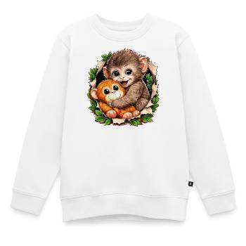 Baby Monkey Punch Viral Trend - Kinder Premium Organic Sweatshirt - Weiß - Vorne - AI Model Kid Male (0cm)