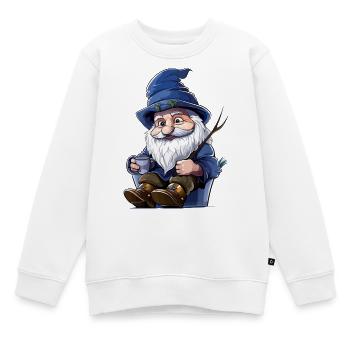 Blauer Waldgnom mit Becher - Kinder Premium Organic Sweatshirt - Weiß - Vorne - AI Model Kid Male (0cm)