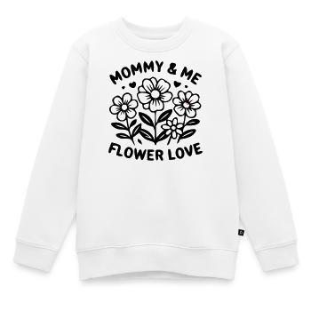Look fleuri assorti de Maman et moi - Sweat Premium enfant bio - blanc - Devant - AI Model Kid Male (0cm)