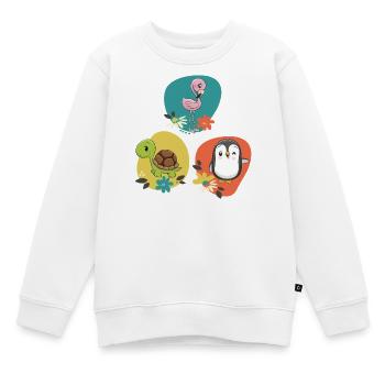 Flamingo Schildkröte Pinguin  - Kinder Premium Organic Sweatshirt - Weiß - Vorne - AI Model Kid Male (0cm)