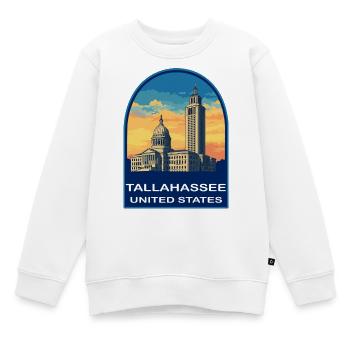 Tallahassee, Florida Capitol Retro Sunset Abzeichen - Kinder Premium Organic Sweatshirt - Weiß - Vorne - AI Model Kid Male (0cm)