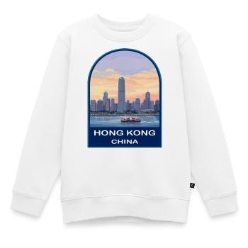 Conception du badge de voyage rétro du Coucher du Soleil de Hong Kong Ferry - Sweat Premium enfant bio - blanc - Devant - AI Model Kid Male (0cm)