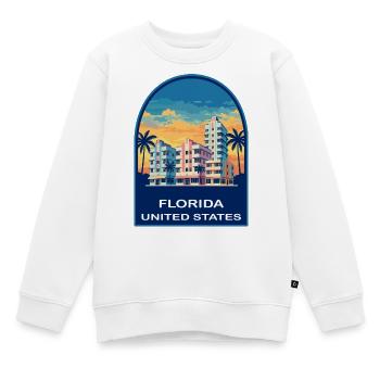 Florida Miami Art Deco Sunset Retro Reiseabzeichen - Kinder Premium Organic Sweatshirt - Weiß - Vorne - AI Model Kid Male (0cm)