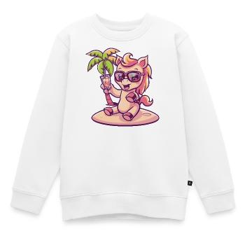 Palmier d’été cheval - Sweat Premium enfant bio - blanc - Devant - AI Model Kid Male (0cm)