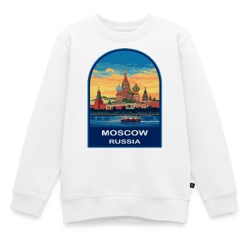 Moskau, Russland, Heiliger Basilius Retro Sonnenuntergangsabzeichen - Kinder Premium Organic Sweatshirt - Weiß - Vorne - AI Model Kid Male (0cm)