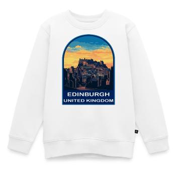 Edinburgh Castle Schottland Retro Sonnenuntergang Reise-Badg - Kinder Premium Organic Sweatshirt - Weiß - Vorne - AI Model Kid Male (0cm)