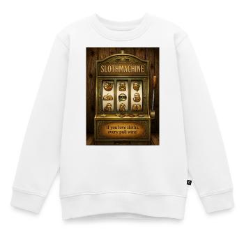 SlothMachine – Every Pull Wins for Sloth Lovers - Kinder Premium Organic Sweatshirt - Weiß - Vorne - AI Model Kid Male (0cm)