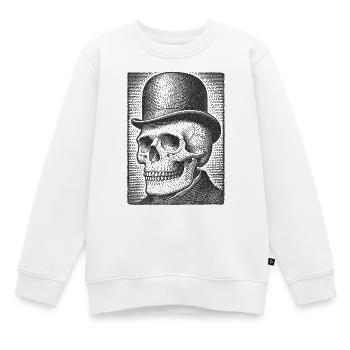 Schädel mit Bowlerhut - Kinder Premium Organic Sweatshirt - Weiß - Vorne - AI Model Kid Male (0cm)