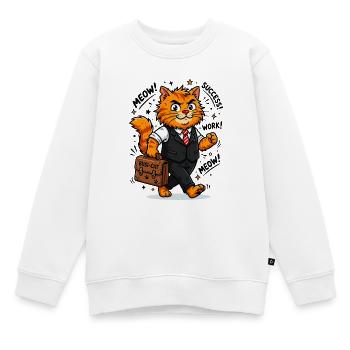  Fleißiger Business-Kater mit Aktentasche - Kinder Premium Organic Sweatshirt - Weiß - Vorne - AI Model Kid Male (0cm)