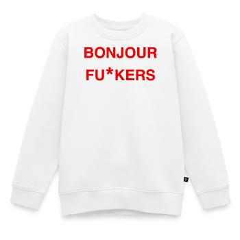 Bonjour Rebel Typo Graphic - Kinder Premium Organic Sweatshirt - Weiß - Vorne - AI Model Kid Male (0cm)
