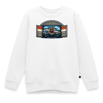 Retro Propeller Flugzeug Hangar - Kinder Premium Organic Sweatshirt - Weiß - Vorne - AI Model Kid Male (0cm)