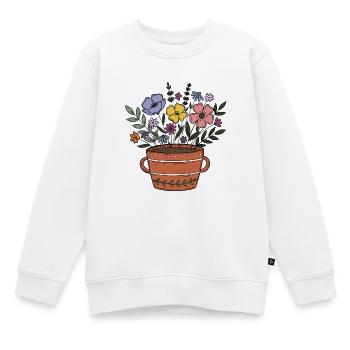 Flower - Kids Premium Organic Sweatshirt - white - Front - AI Model Kid Male (0cm)