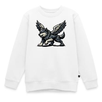Flügelwolf Majestätisch - Kinder Premium Organic Sweatshirt - Weiß - Vorne - AI Model Kid Male (0cm)