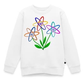 flower power, Atom, Atomkern, Blumen Atomenergie - Kinder Premium Organic Sweatshirt - Weiß - Vorne - AI Model Kid Male (0cm)
