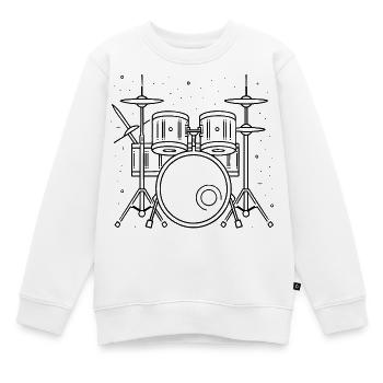 Drum Set Zeichnung - Kinder Premium Organic Sweatshirt - Weiß - Vorne - AI Model Kid Male (0cm)