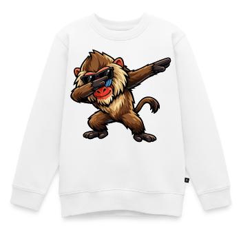 Dabbing Pavian - Kinder Premium Organic Sweatshirt - Weiß - Vorne - AI Model Kid Male (0cm)