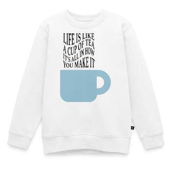 Das Leben ist wie Tee - Kinder Premium Organic Sweatshirt - Weiß - Vorne - AI Model Kid Male (0cm)