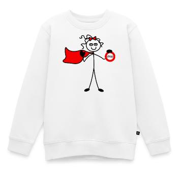 Frau mit rotem Umhang und Stoppschild - Kinder Premium Organic Sweatshirt - Weiß - Vorne - AI Model Kid Male (0cm)