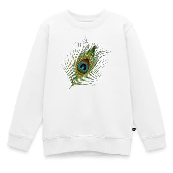 von Hand gezeichnete Pfauenfeder - Kinder Premium Organic Sweatshirt - Weiß - Vorne - AI Model Kid Male (0cm)