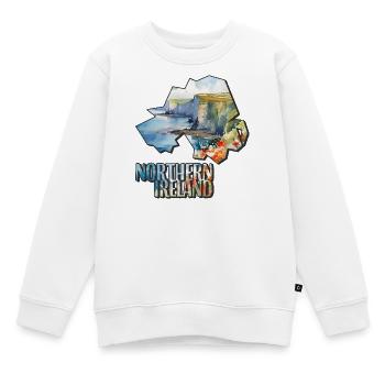 Aquarell Landkarte Nordirland - Kinder Premium Organic Sweatshirt - Weiß - Vorne - AI Model Kid Male (0cm)
