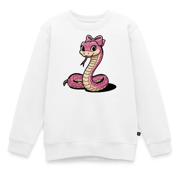 Rosa Schleife Schlange Karikatur - Kinder Premium Organic Sweatshirt - Weiß - Vorne - AI Model Kid Male (0cm)