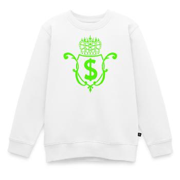 Krone Dollar Emblem - Kinder Premium Organic Sweatshirt - Weiß - Vorne - AI Model Kid Male (0cm)